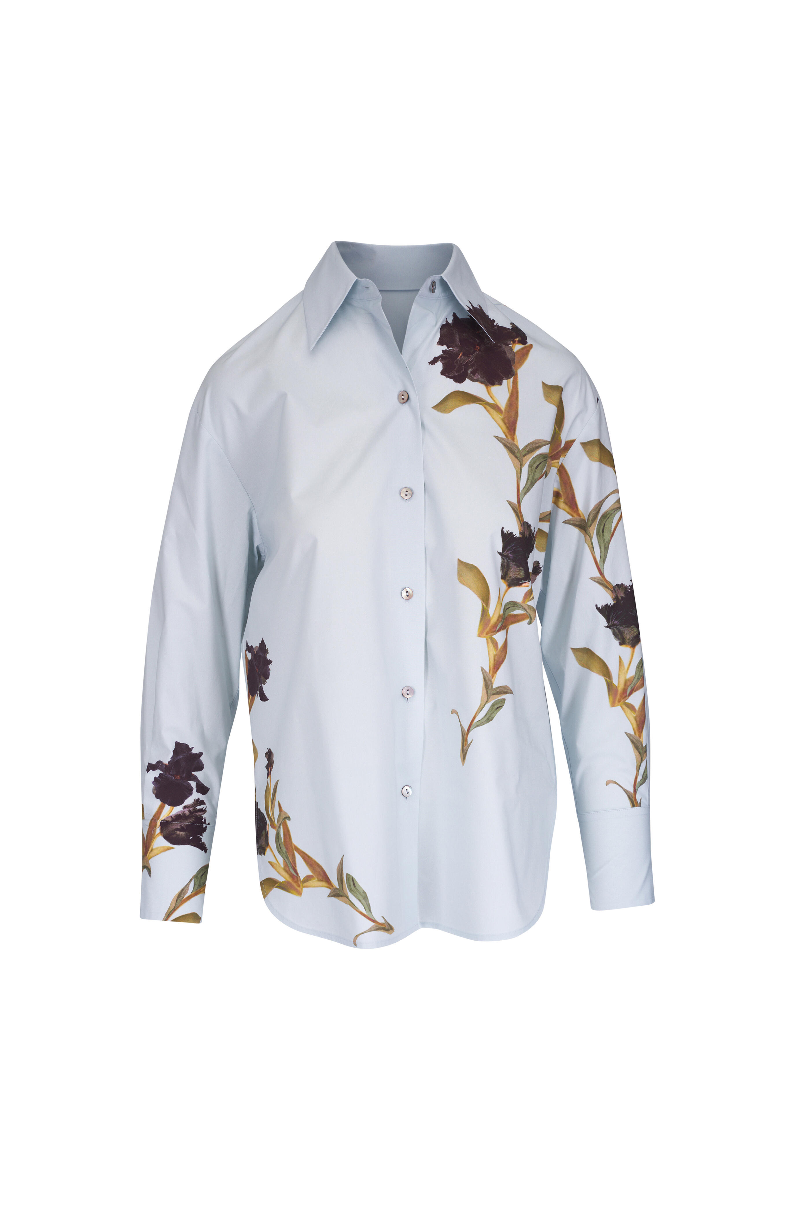 Vince - Salt Glass Placed Iris Cotton Button Down Shirt