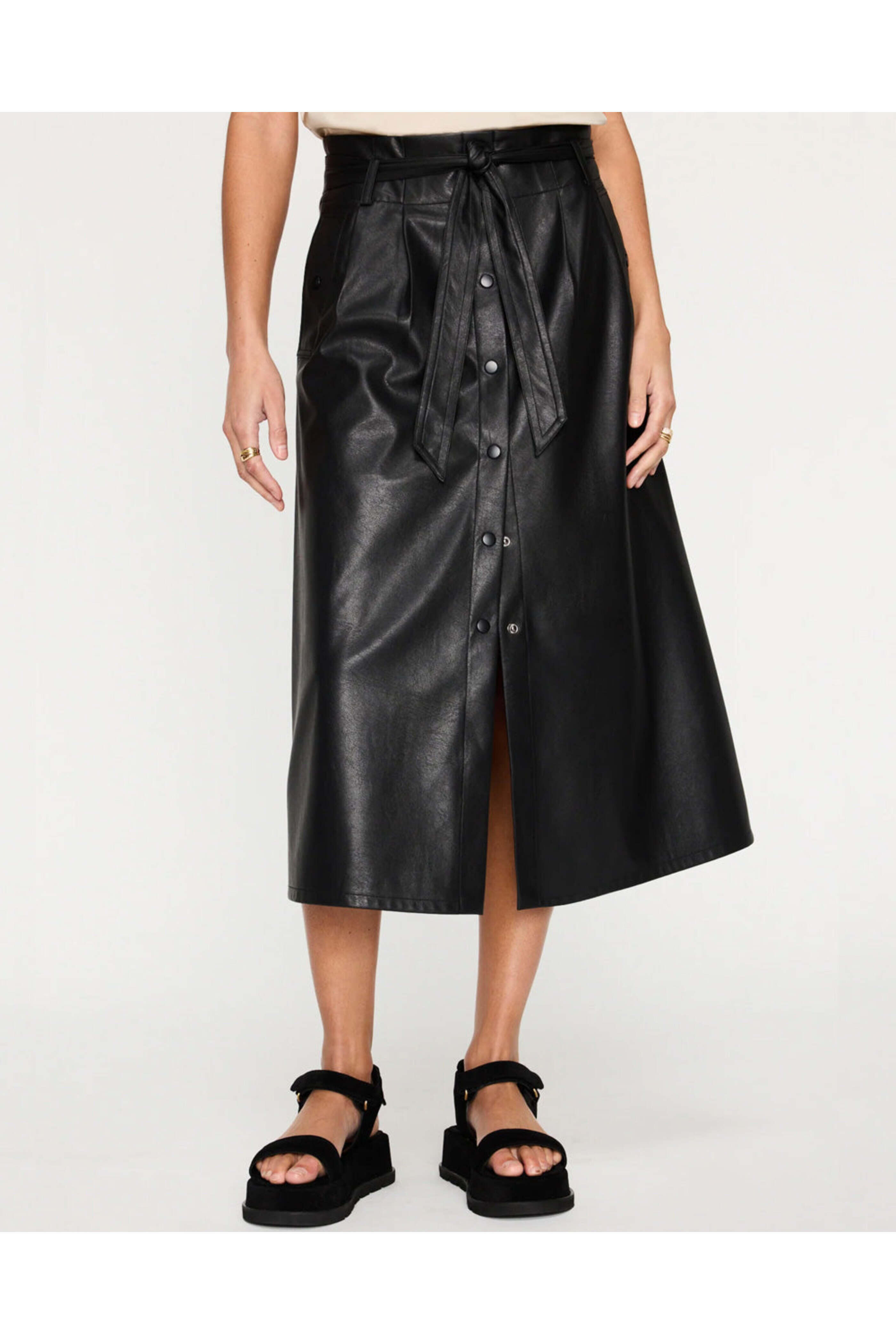 Brochu Walker - Black Vegan Leather Teagan Belted Skirt