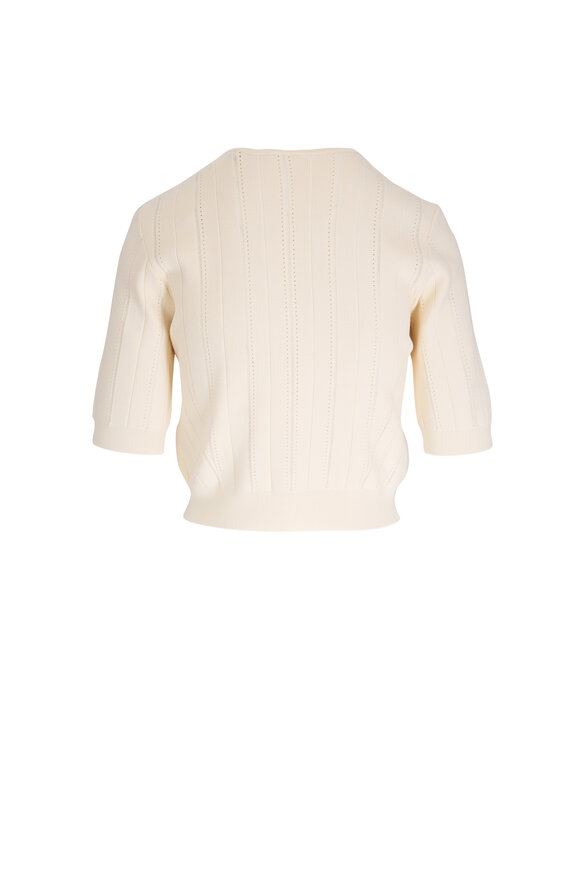 Adam Lippes - Quinn Ivory Pointelle Knit Cardigan