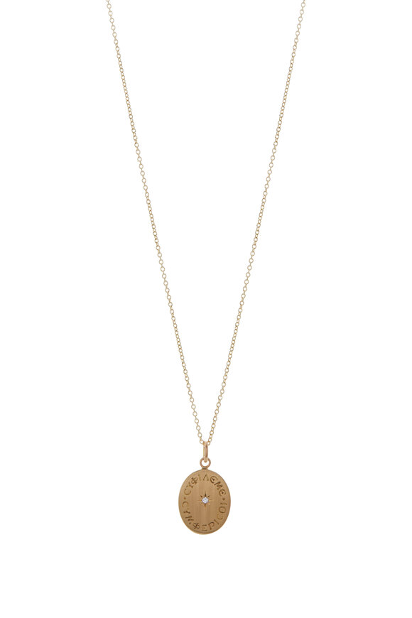 Caroline Ellen Yellow Gold Engraved Love Me Pendant Necklace - view 1