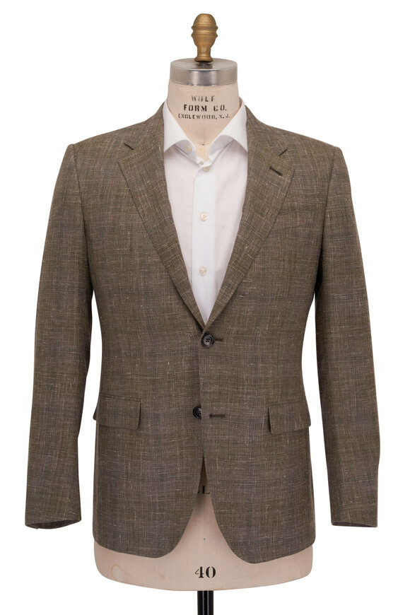 Zegna - Olive Plaid Wool, Silk & Linen Sportcoat 