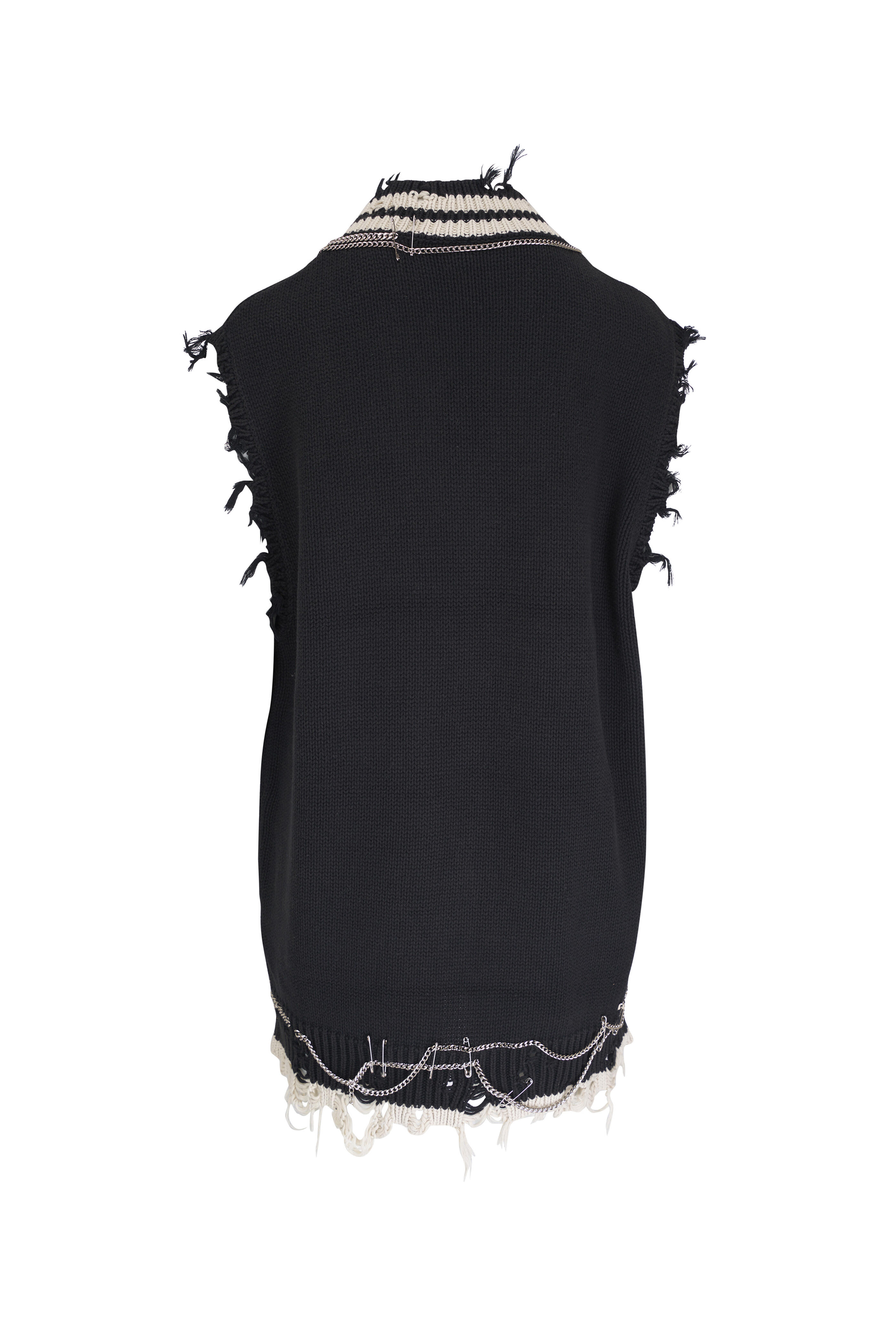 R13 - Black Chain Embellished Oversized Vest Dress