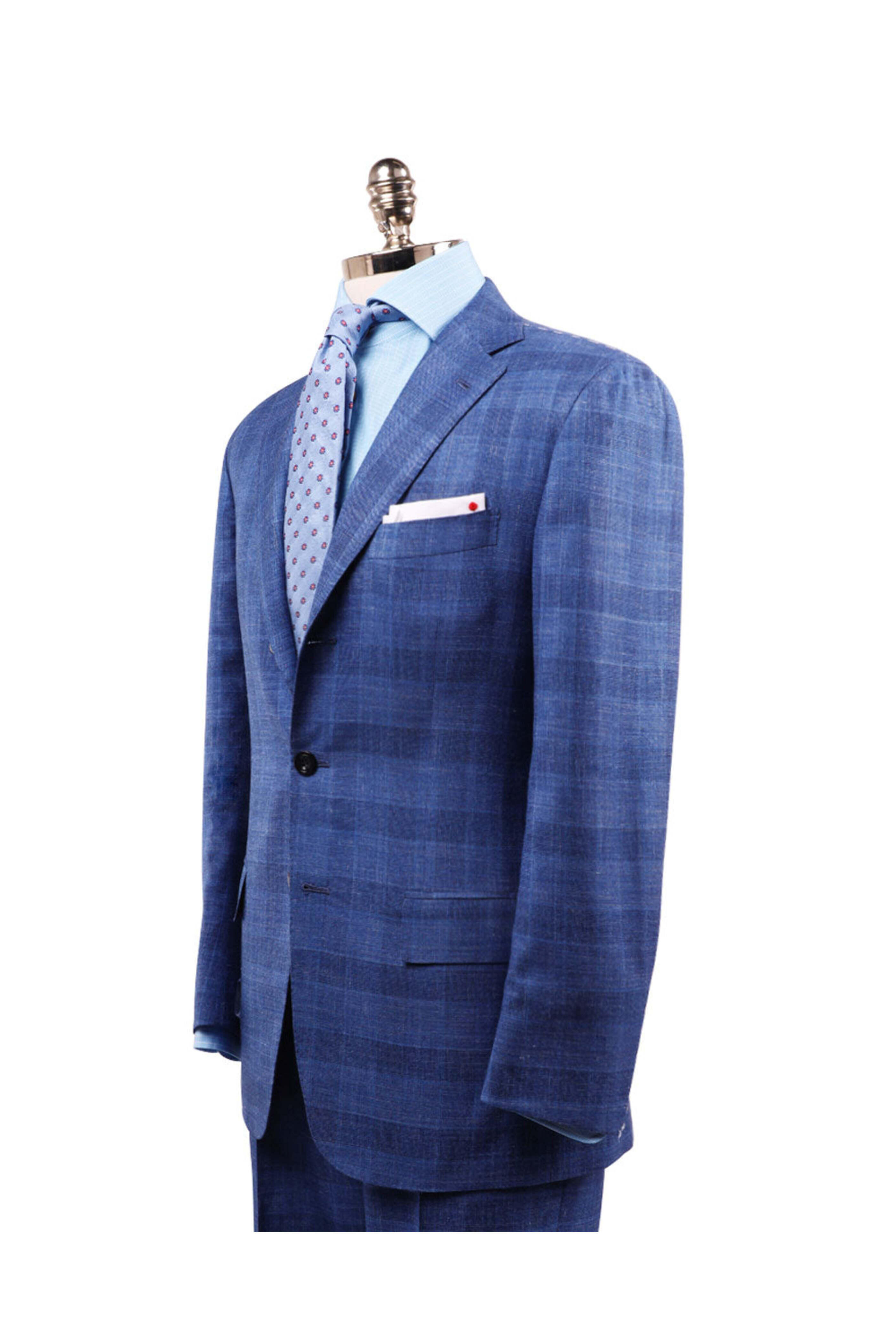 Kiton - High Blue Tonal Plaid Suit