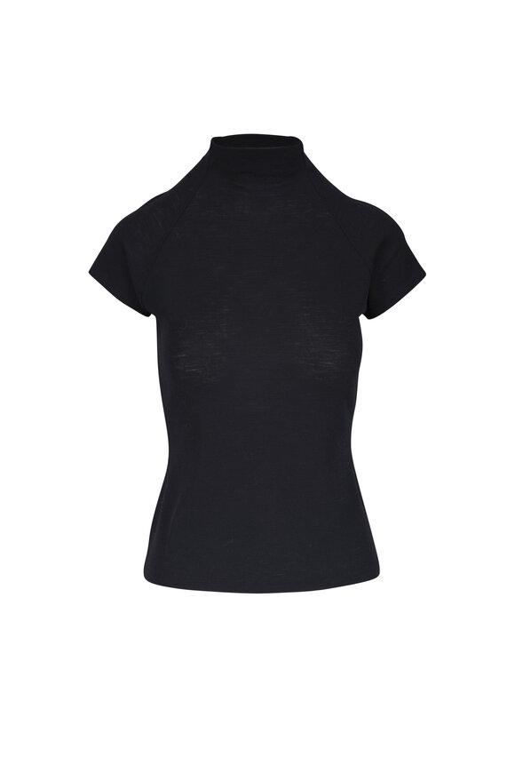 Vince Black Raglan Sleeve Mockneck Top