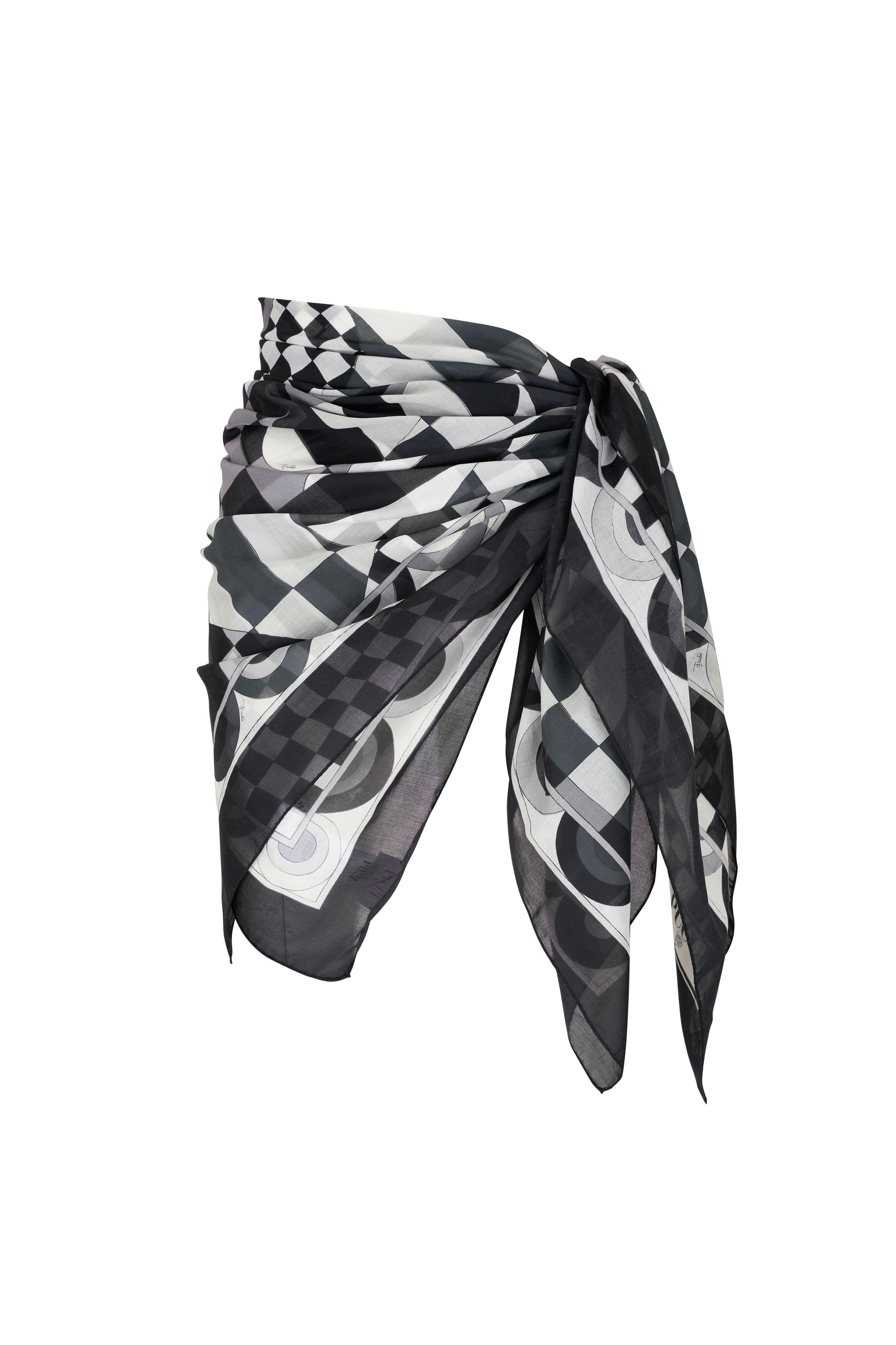 【関税込み】CHB CHRISTIAN BOARO PAREO SKIRT Pucci - Black & Gray Cotton Short Pareo | Mitchell Stores