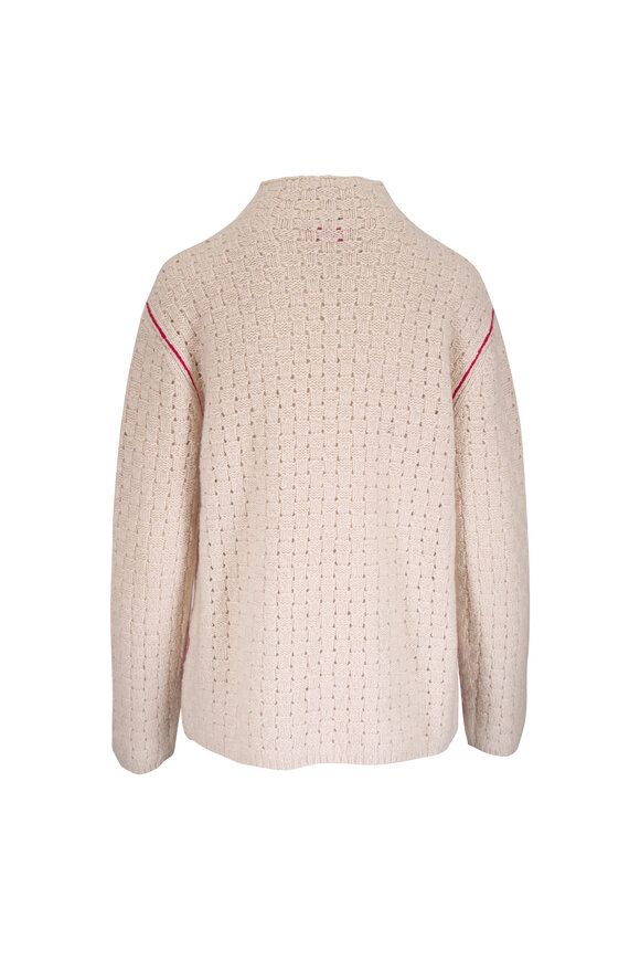 The Elder Statesman Glacier Ecru Open Knit Cashmere Sweater - view 3