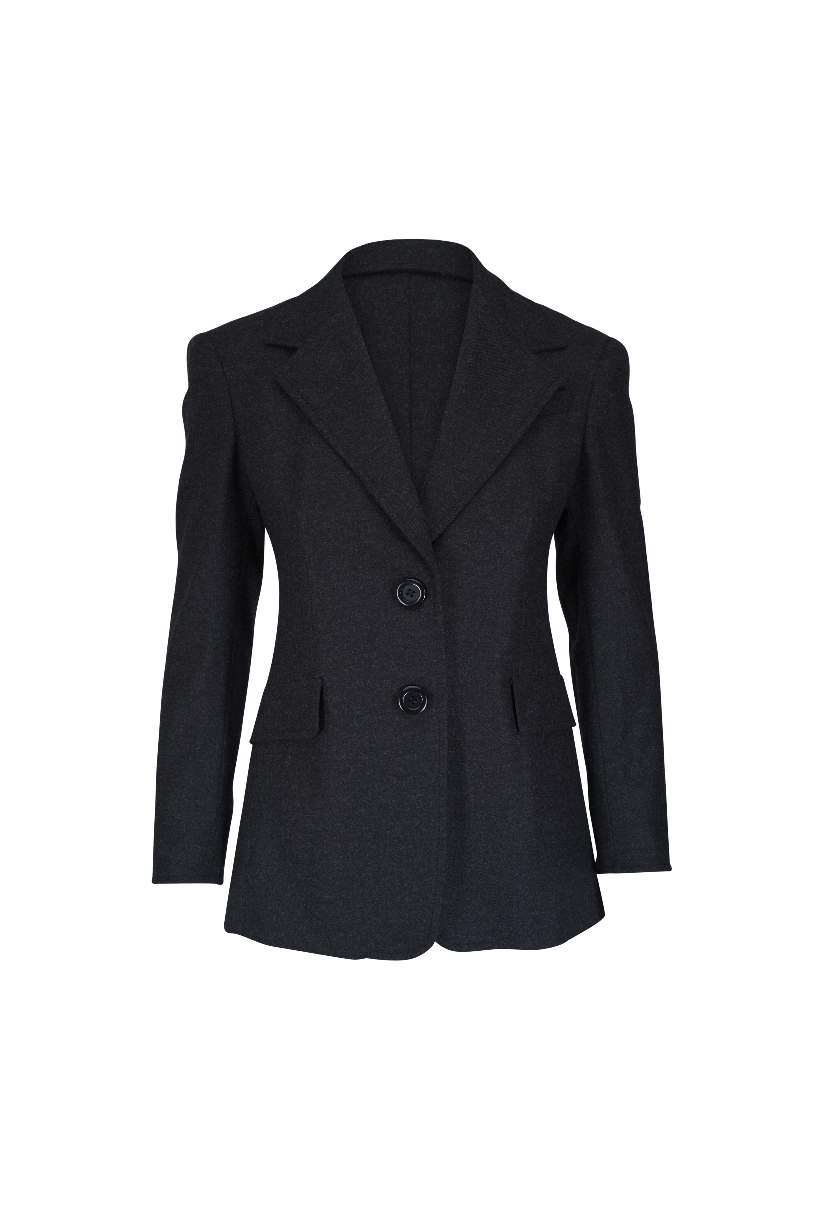 Akris Punto - Boyfriend Charcoal Gray Heavy Wool Flannel Blazer