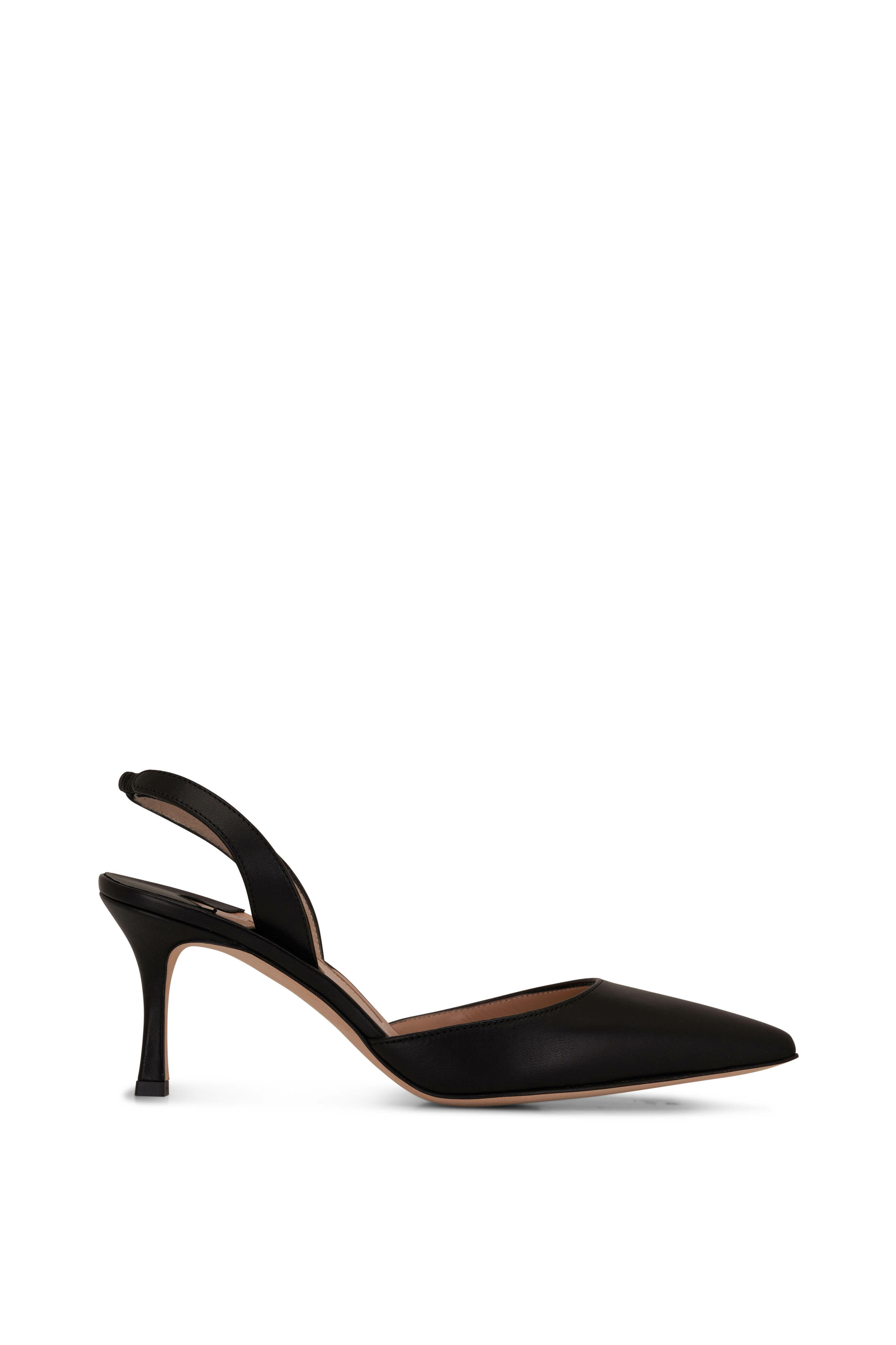 Manolo Blahnik - Carolyne Black Leather Slingback Pump, 70mm