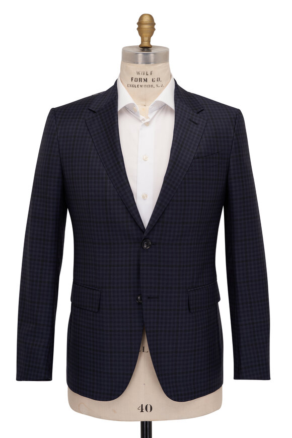 Zegna - Navy Mini Check Wool Sportcoat