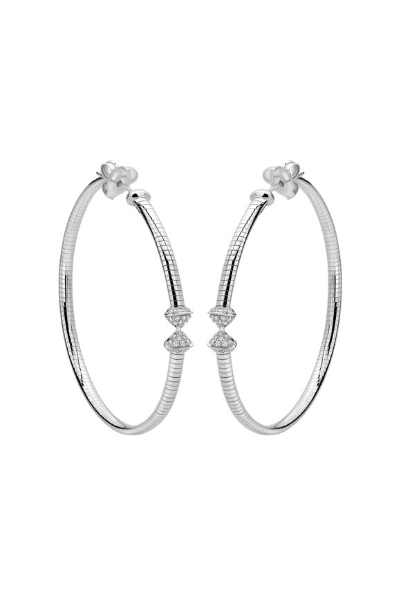 Mattia Cielo 18k White Gold Diamond Hoop
