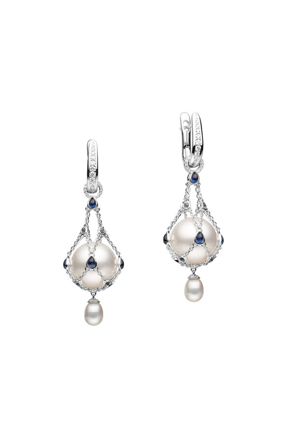 Paspaley Blue Sapphire Lavalier Pearl Earrings
