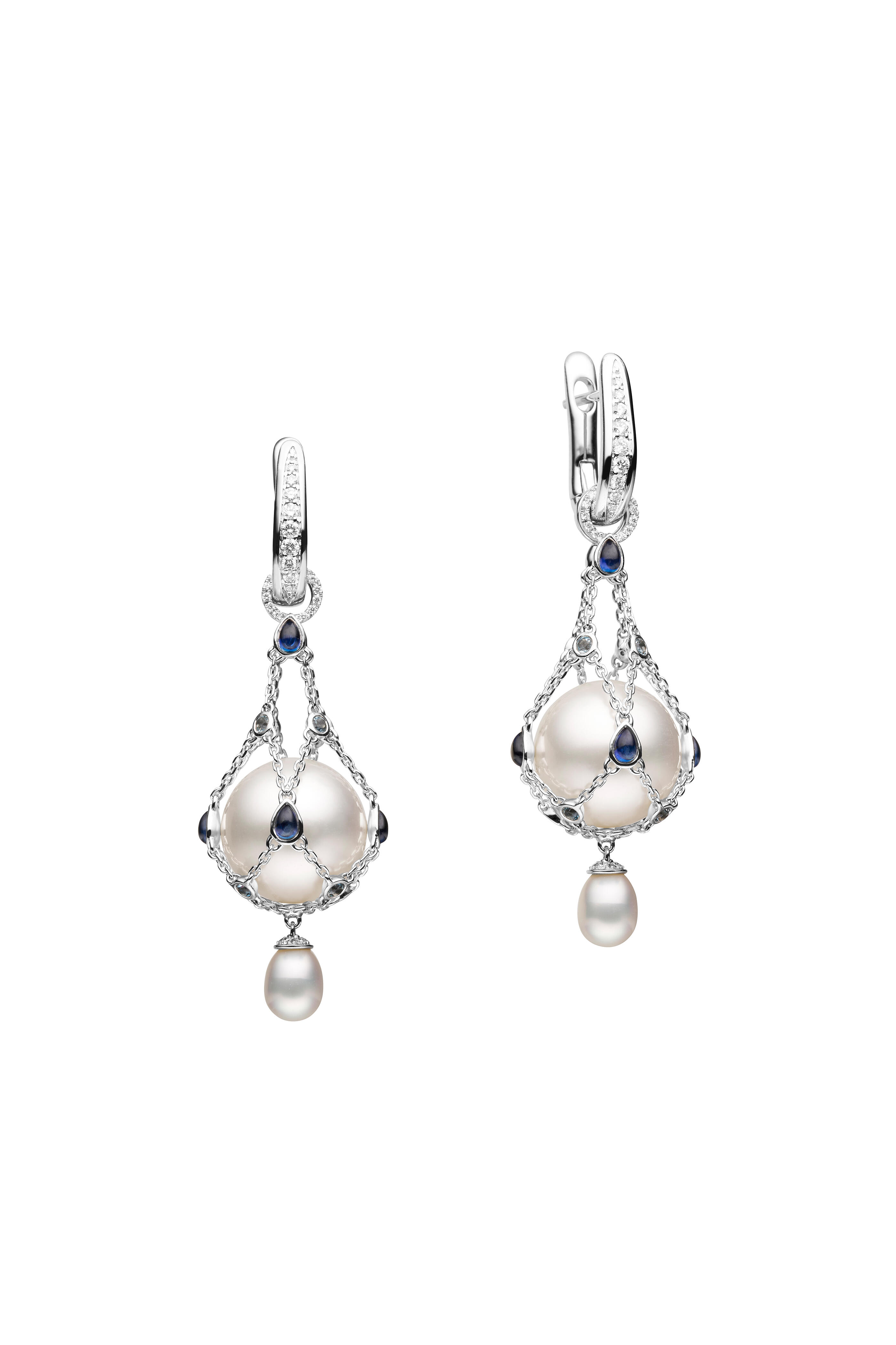 Paspaley - Blue Sapphire Lavalier Pearl Earrings