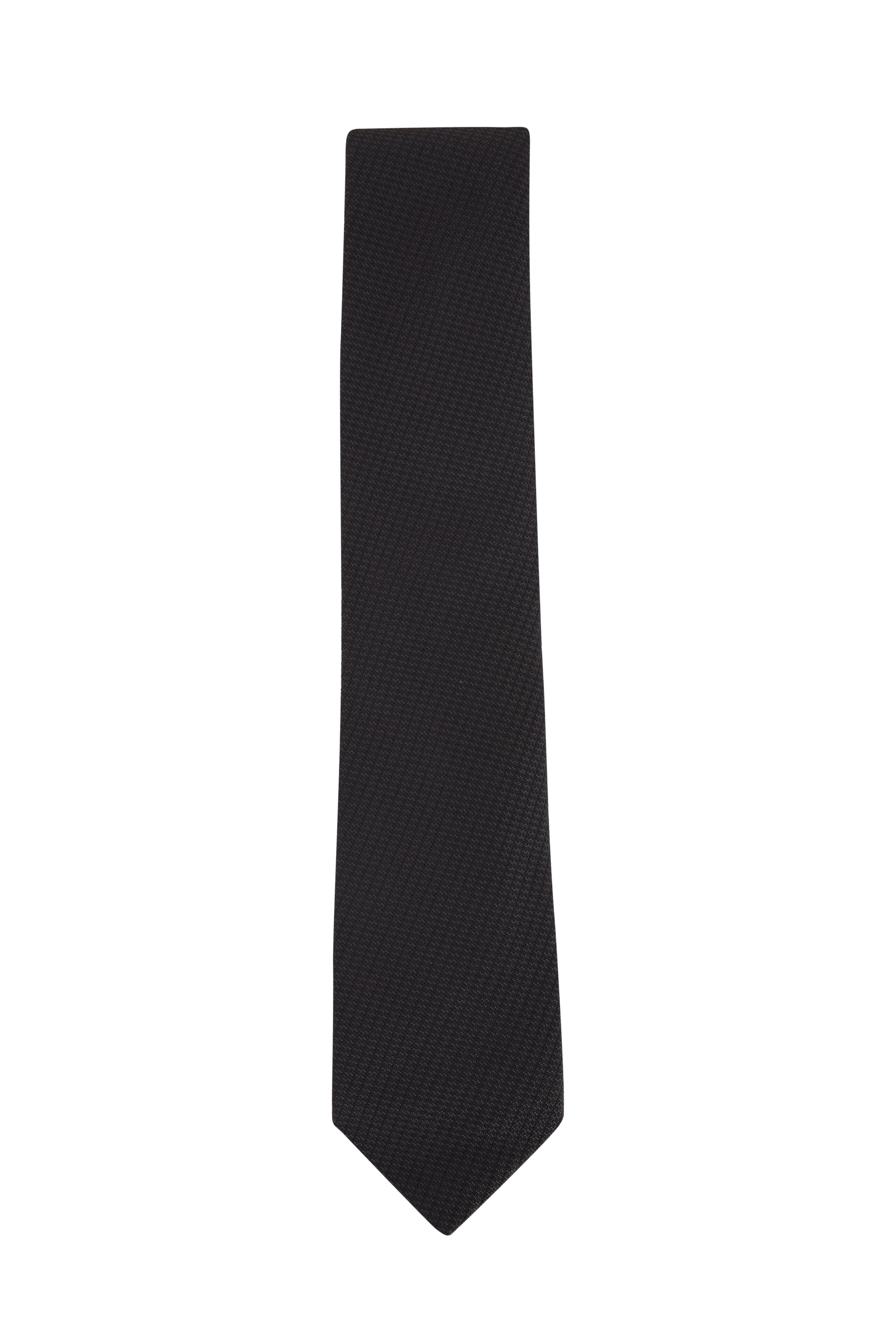 Brioni - Charcoal Gray Textured Silk Necktie | Mitchell Stores