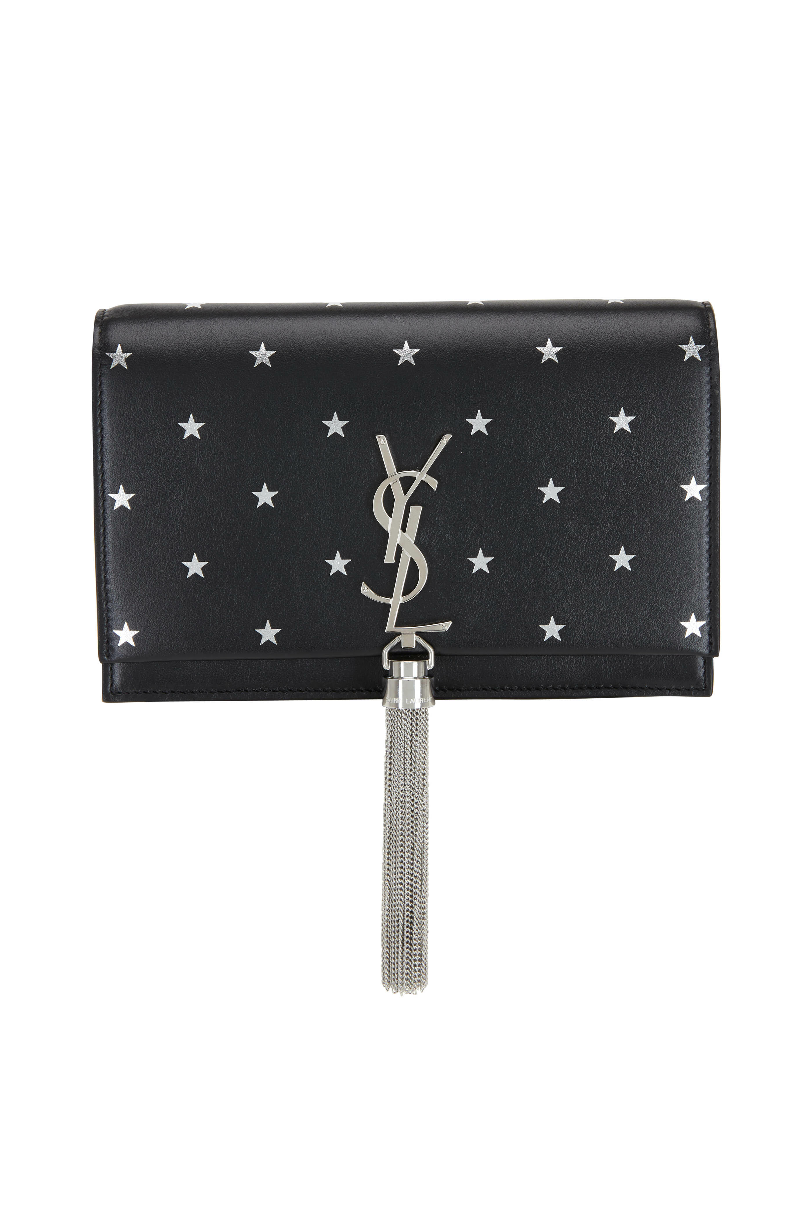 Saint Laurent - Kate Black Star Embossed Tassel Chain Wallet