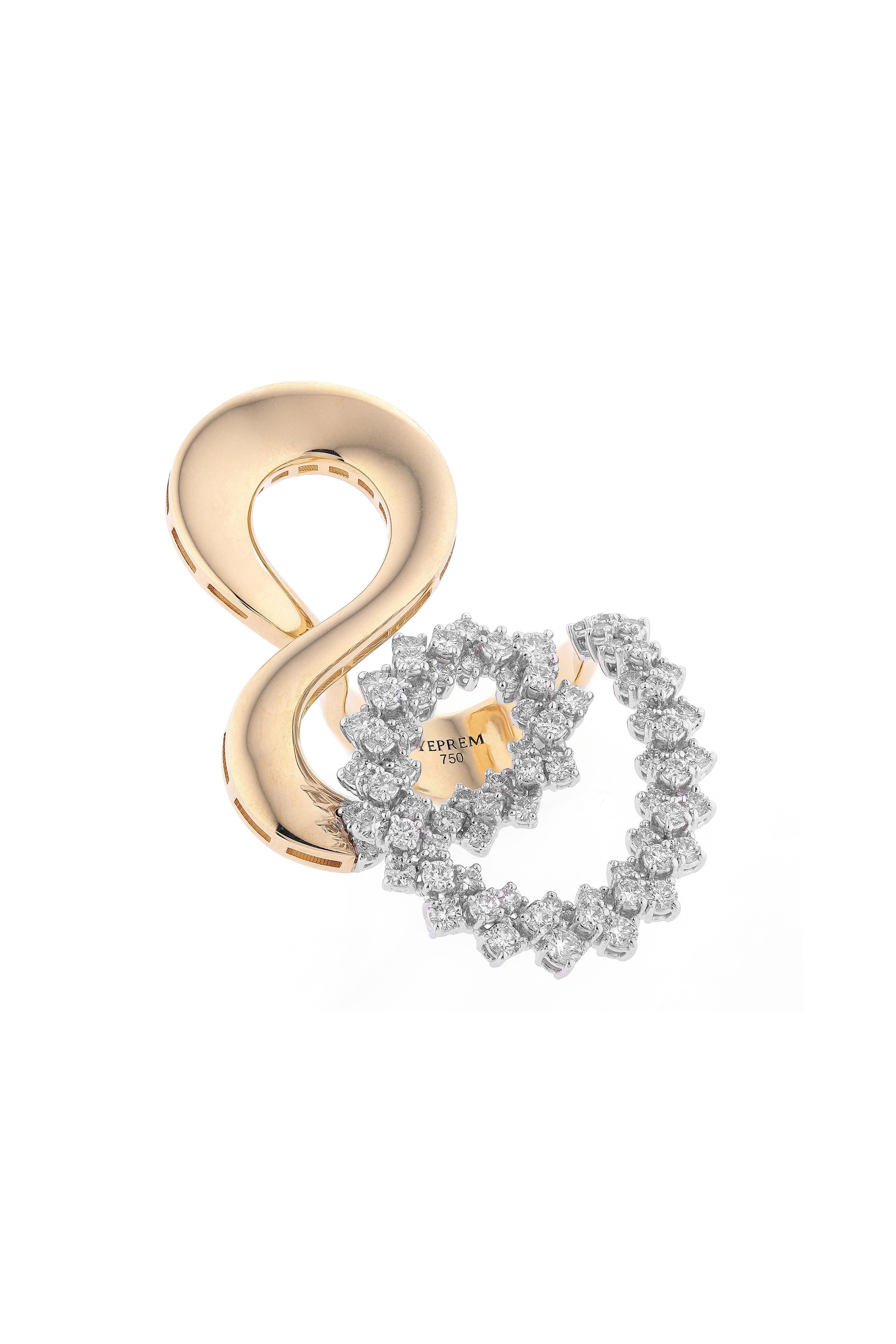 Yeprem - Golden Strada Diamond Swirl Stackable Ring