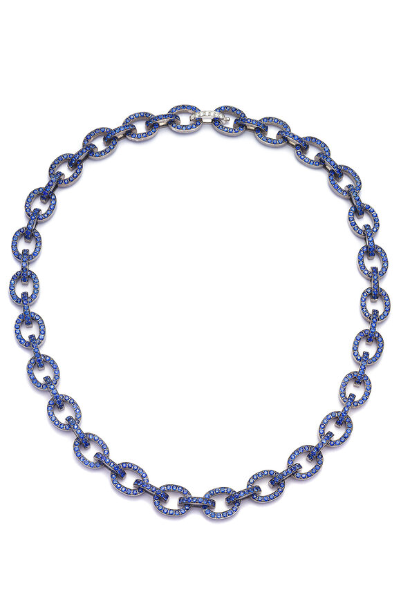 Nam Cho Classic Blue Sapphire & Diamond Link Necklace