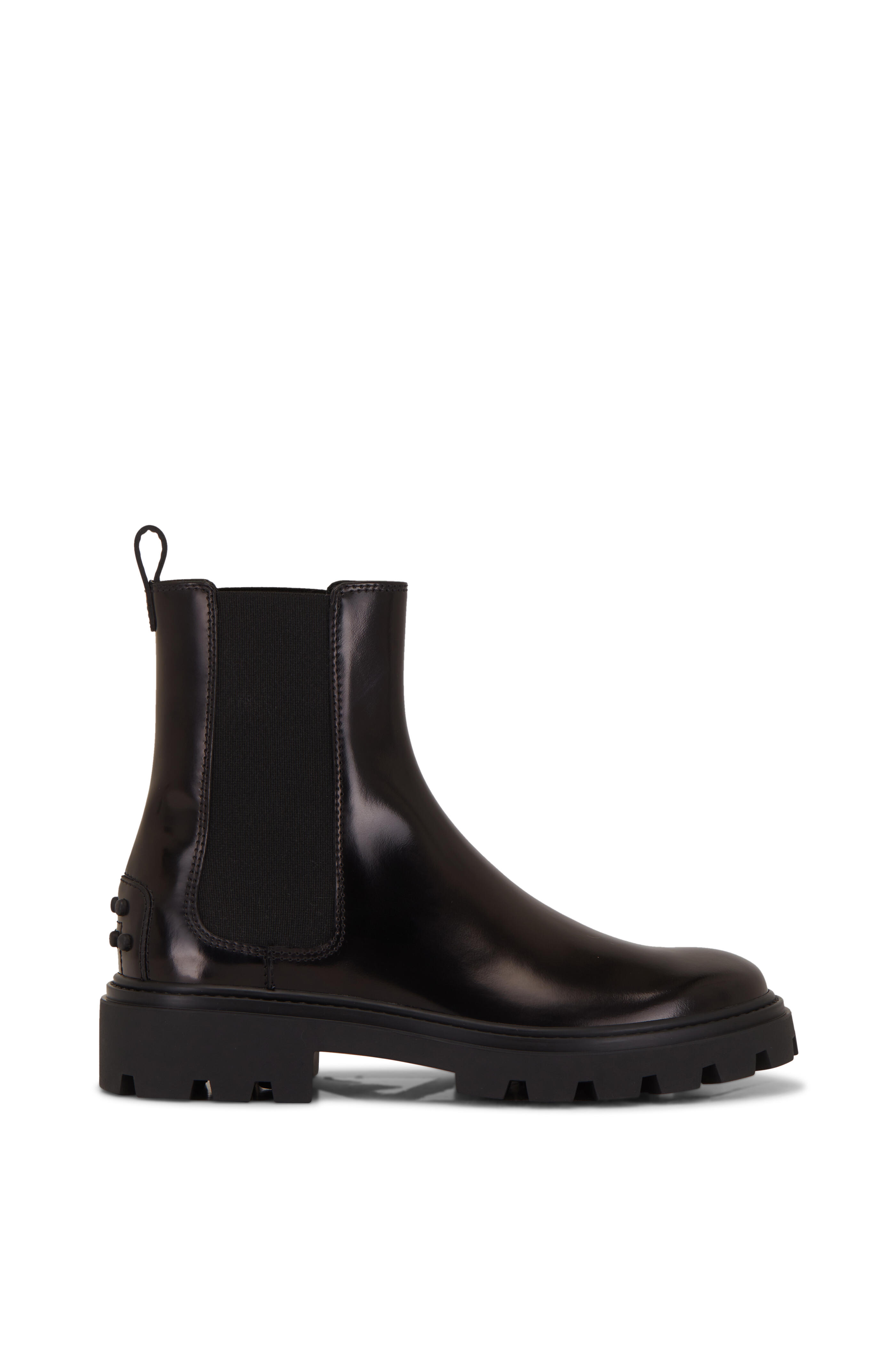 Tod's - Gomma Black Shiny Leather Double Gore Boot
