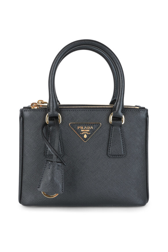 Prada - Black Leather Top Handle Small Tote 