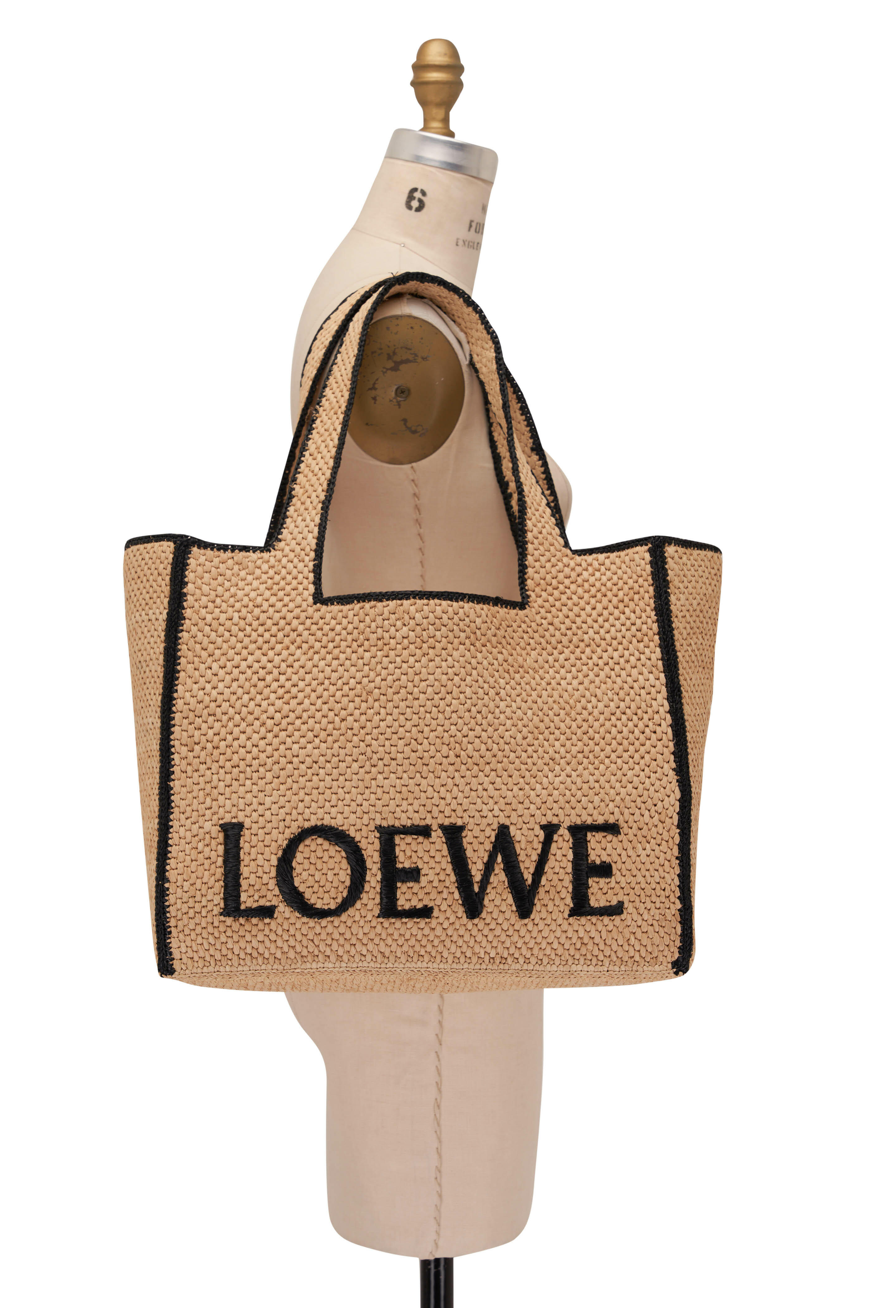Loewe - Large Loewe Font Raffia Tote | Mitchell Stores