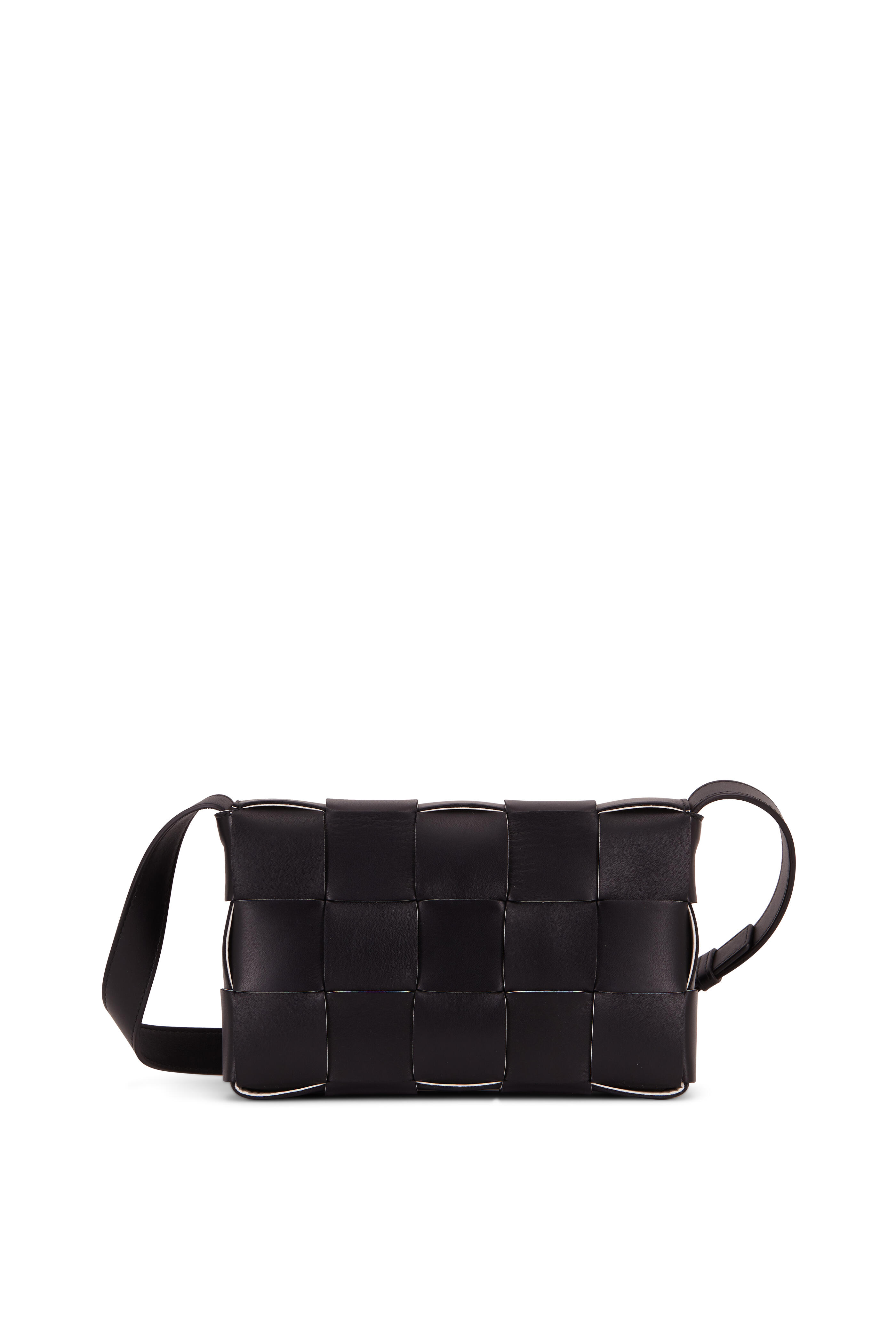 Bottega Veneta Women's Mini Black Woven Leather Crossbody Bag | by Mitchell Stores