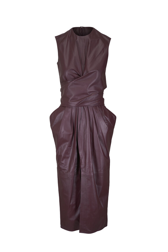 Altuzarra Tippi Burgundy Leather Draped Dress - view 1