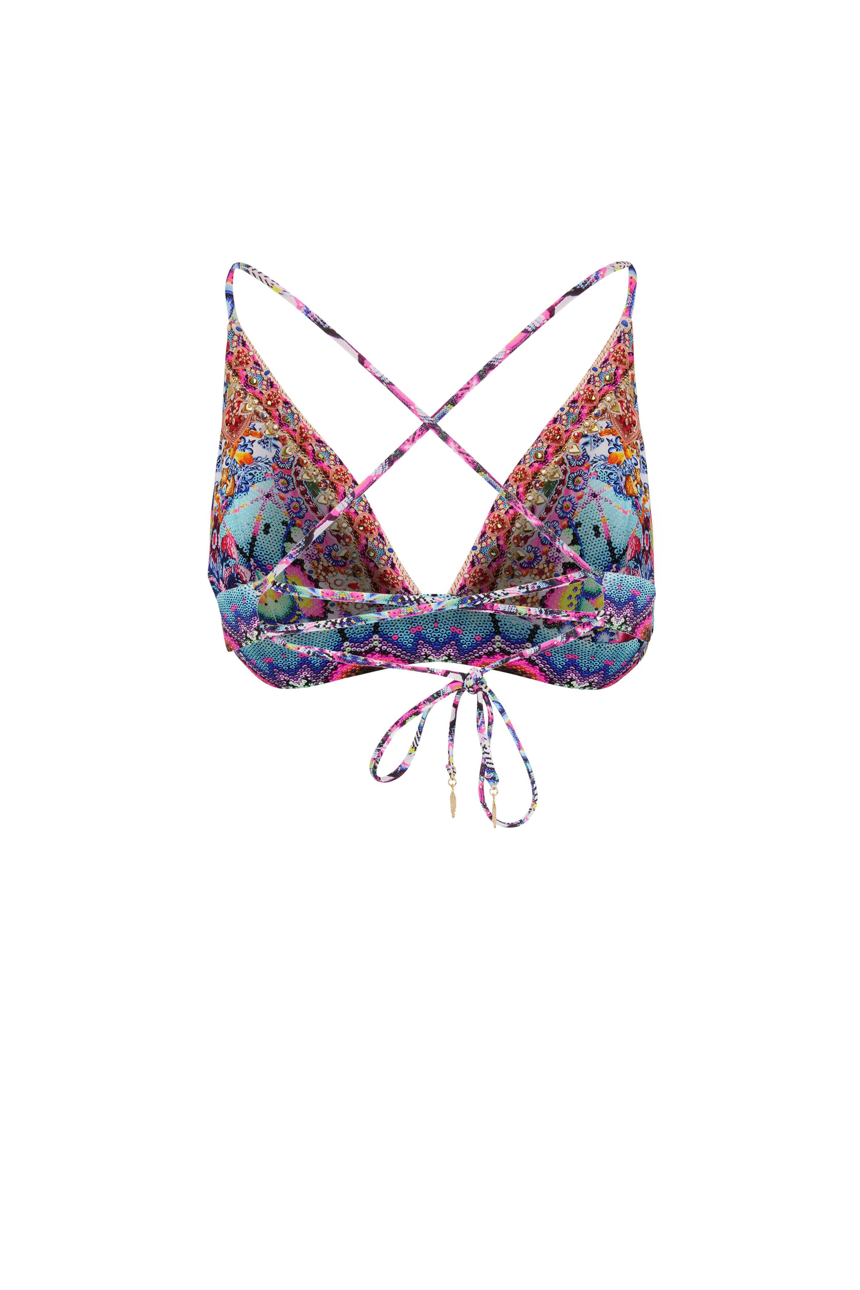 Camilla - Lucky Charms Lace Back Banded Triangle Bikini Top