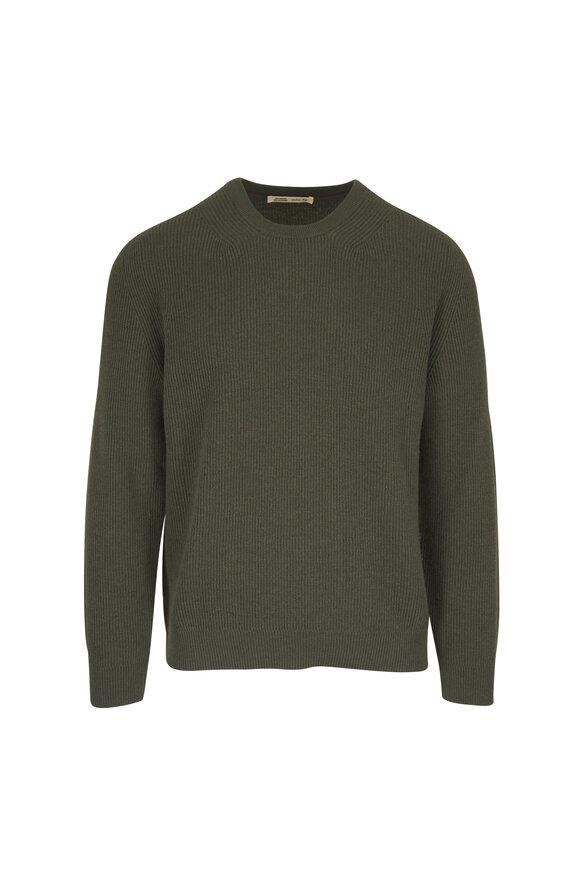 Maurizio Baldassari Forest Green Chevron Crewneck Sweater - view 1