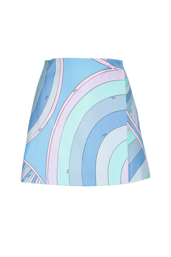 Pucci Iride Print Pastel Multicolor Silk Twill Skirt