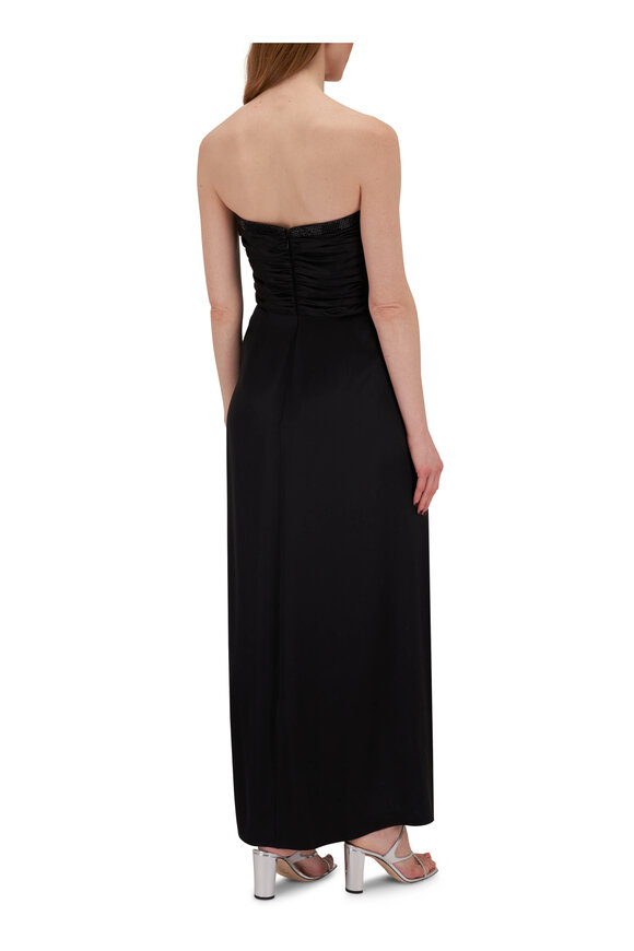 Giorgio Armani - Black Strapless Silk Midi Dress 