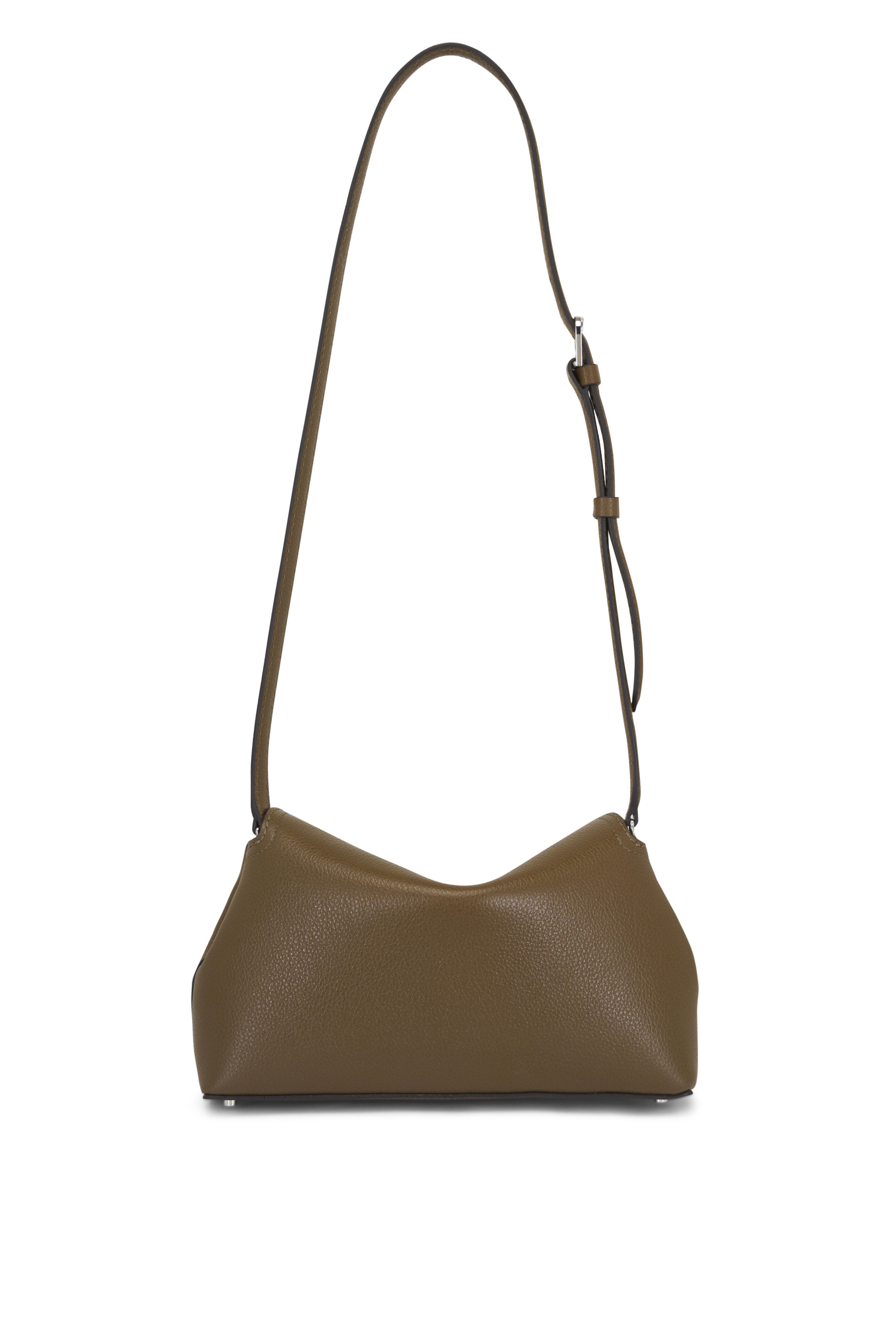 Totême - T-Lock Dark Taupe Grained Leather Clutch