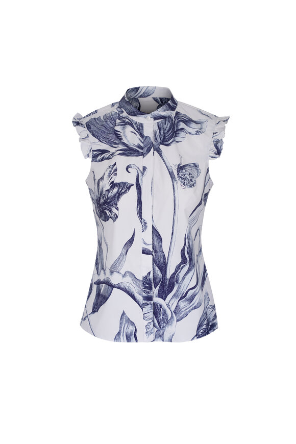 Erdem Blue Cotton Poplin Top