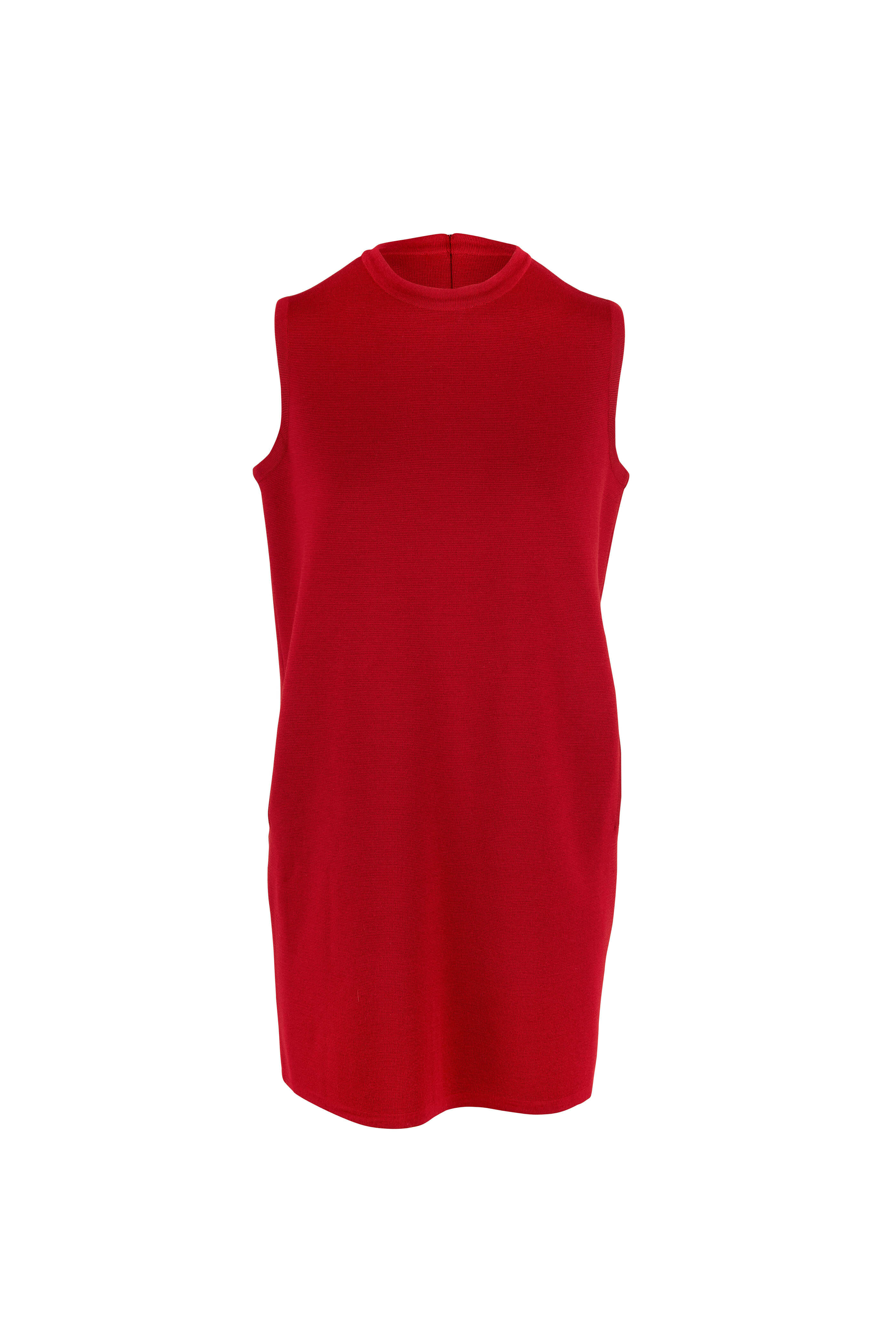 Max Mara - Red Wool Sleeveless Shift Dress