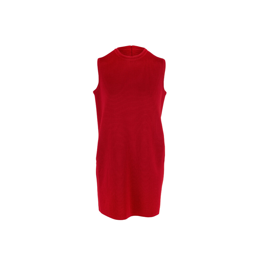 Max Mara - Red Wool Sleeveless Shift Dress | Mitchell Stores