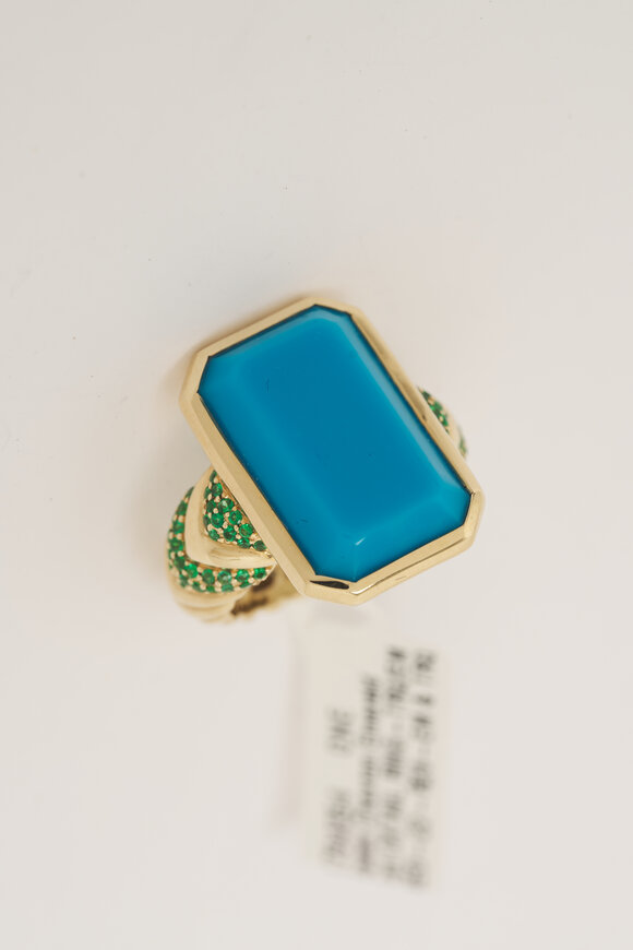 Campbell + Charlotte 14k Gold Turquoise & Emerald Spark Chevron Ring