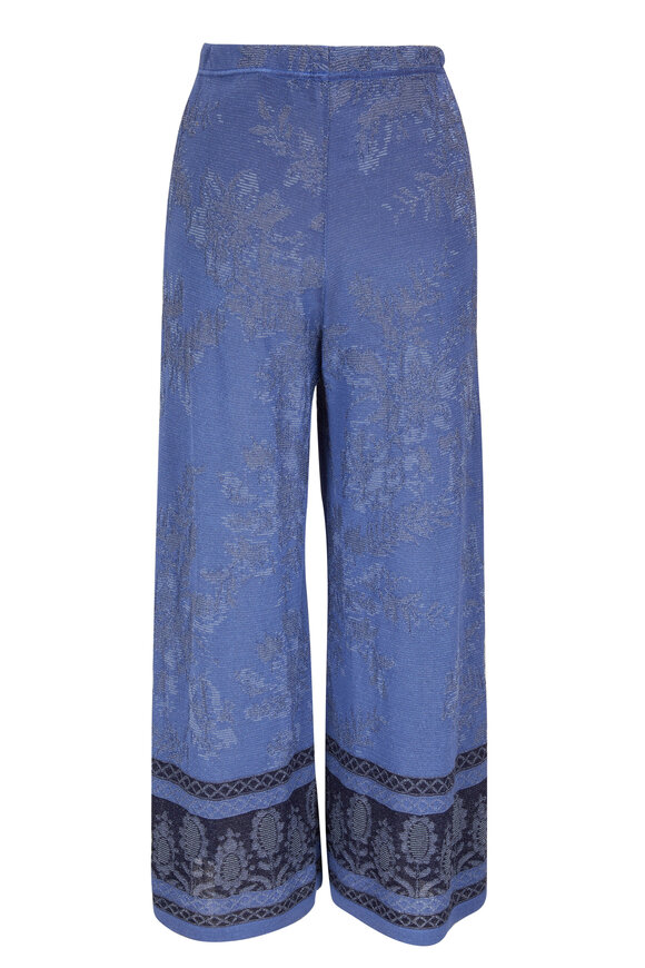 D.Exterior - Blue Lurex Cropped Wide Leg Pant