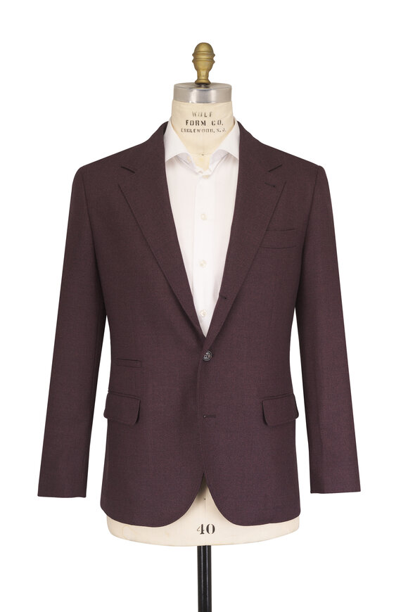 Brunello Cucinelli Prune Single Breasted Wool Mouline Sportcoat - view 2