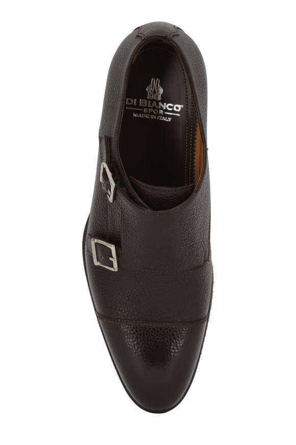 Di Bianco - Dark Brown Grained Leather Double-Monk Shoe 