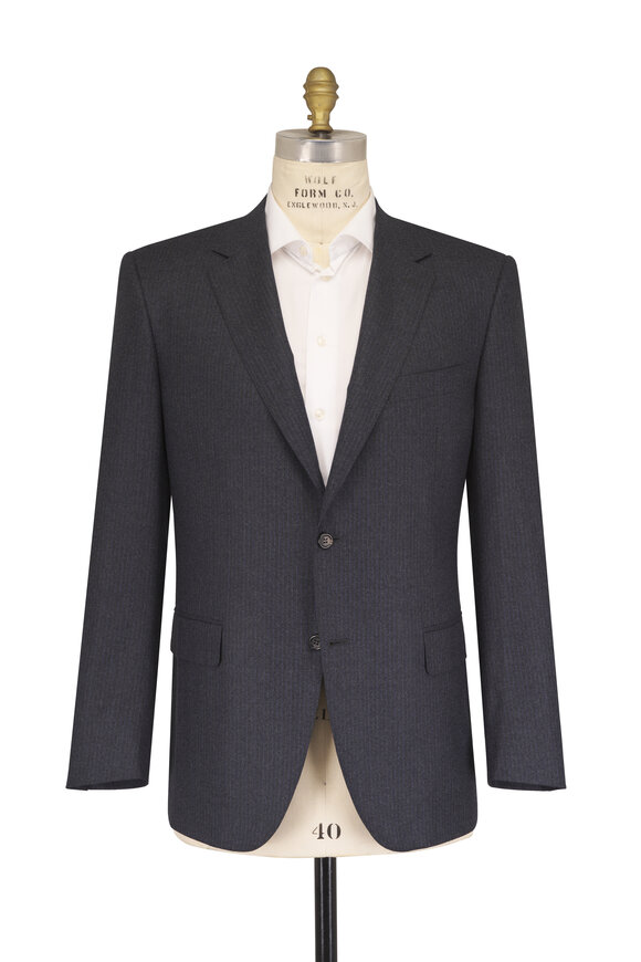 Canali Gray Navy Flannel Wool Suit - view 2