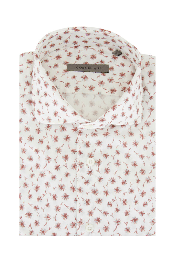 Corneliani - White & Red Floral Cotton Sport Shirt