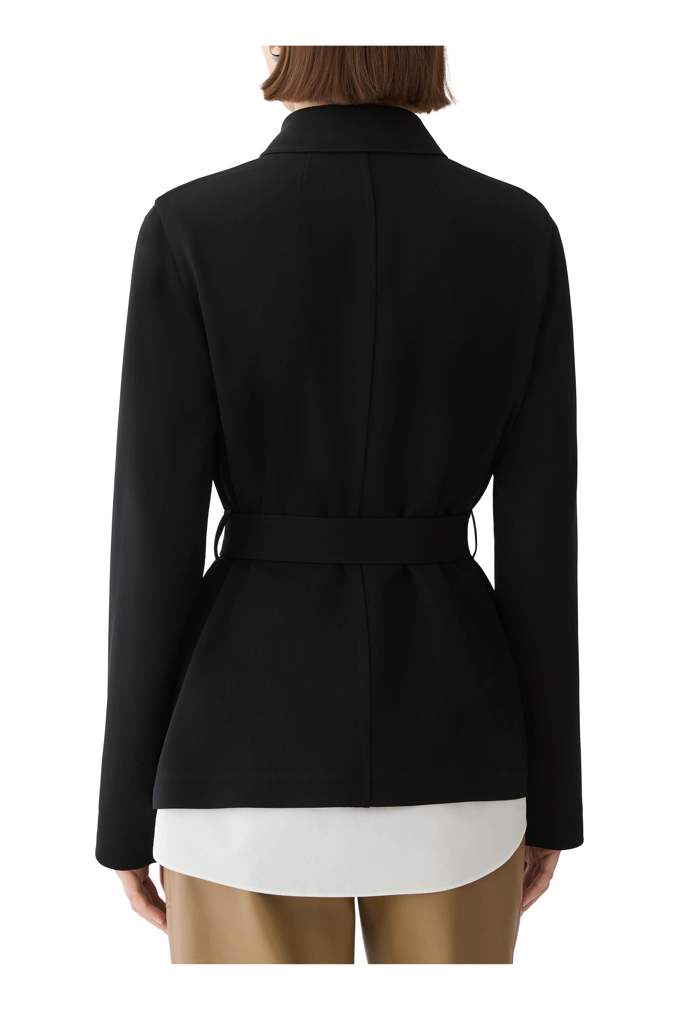 Lafayette 148 New York - Black Finesse Crepe Belted Shirt Jacket - view 3