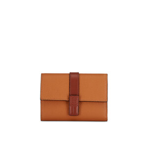 良品✨LOEWE ♠︎ Vintage ♠︎ Wallet Loewe - Tan & Ochre Leather Logo Embossed Small Wallet