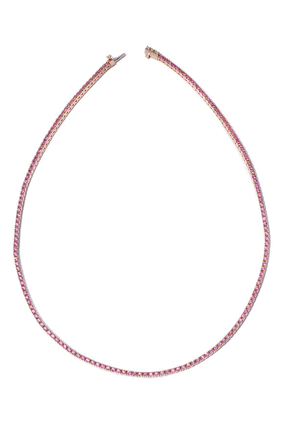 Nam Cho 18k Rose Gold Pink Sapphire Riviera Necklace - view 1
