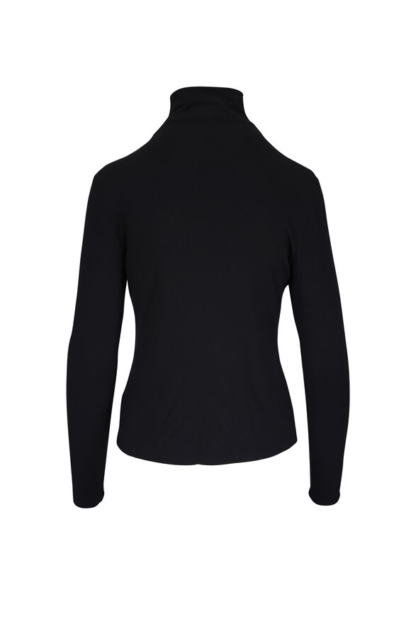 Lafayette 148 New York Funnel Black Long Sleeve Jersey Turtleneck - view 2