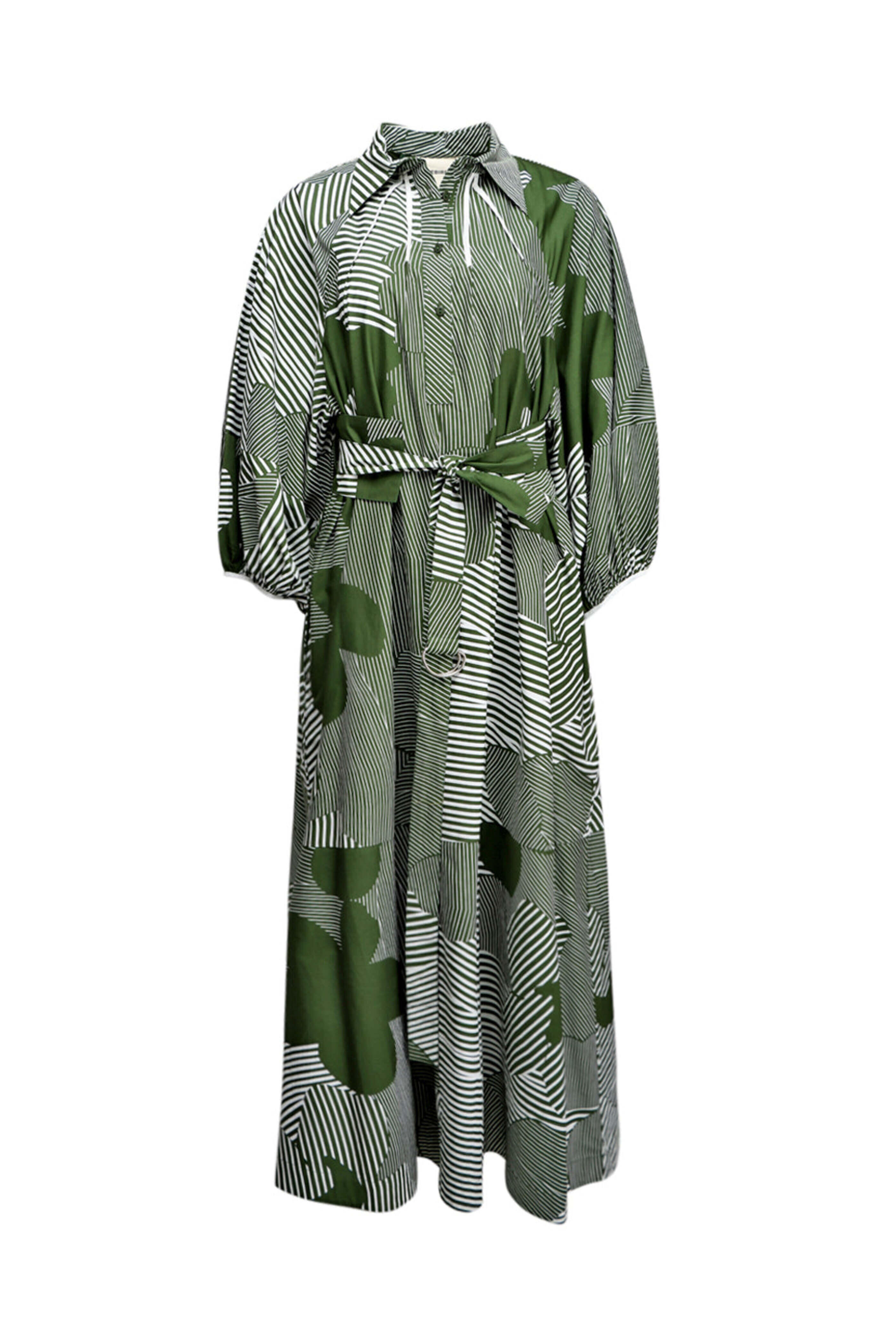 Lovebirds - Moss Sakura Stripe Hillary Dress