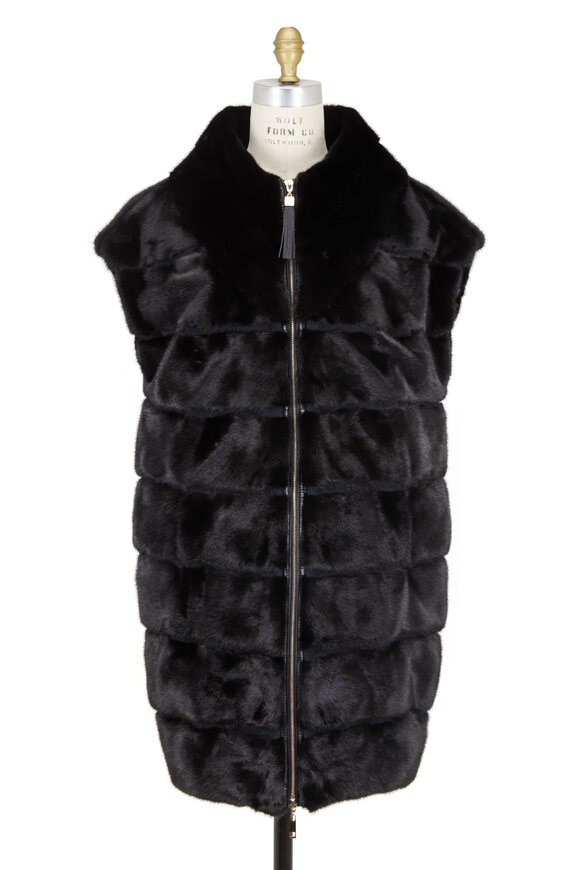 Viktoria Stass - Black 2-In-1 Puffer Jacket Wih Mink Long Vest