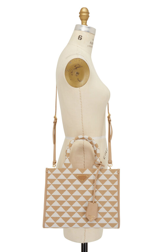 Prada - Bianco Triangle Jacquard Small Tote