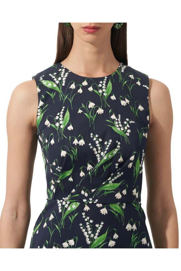 Carolina Herrera - Midnight Floral Print Flounce Hem Dress