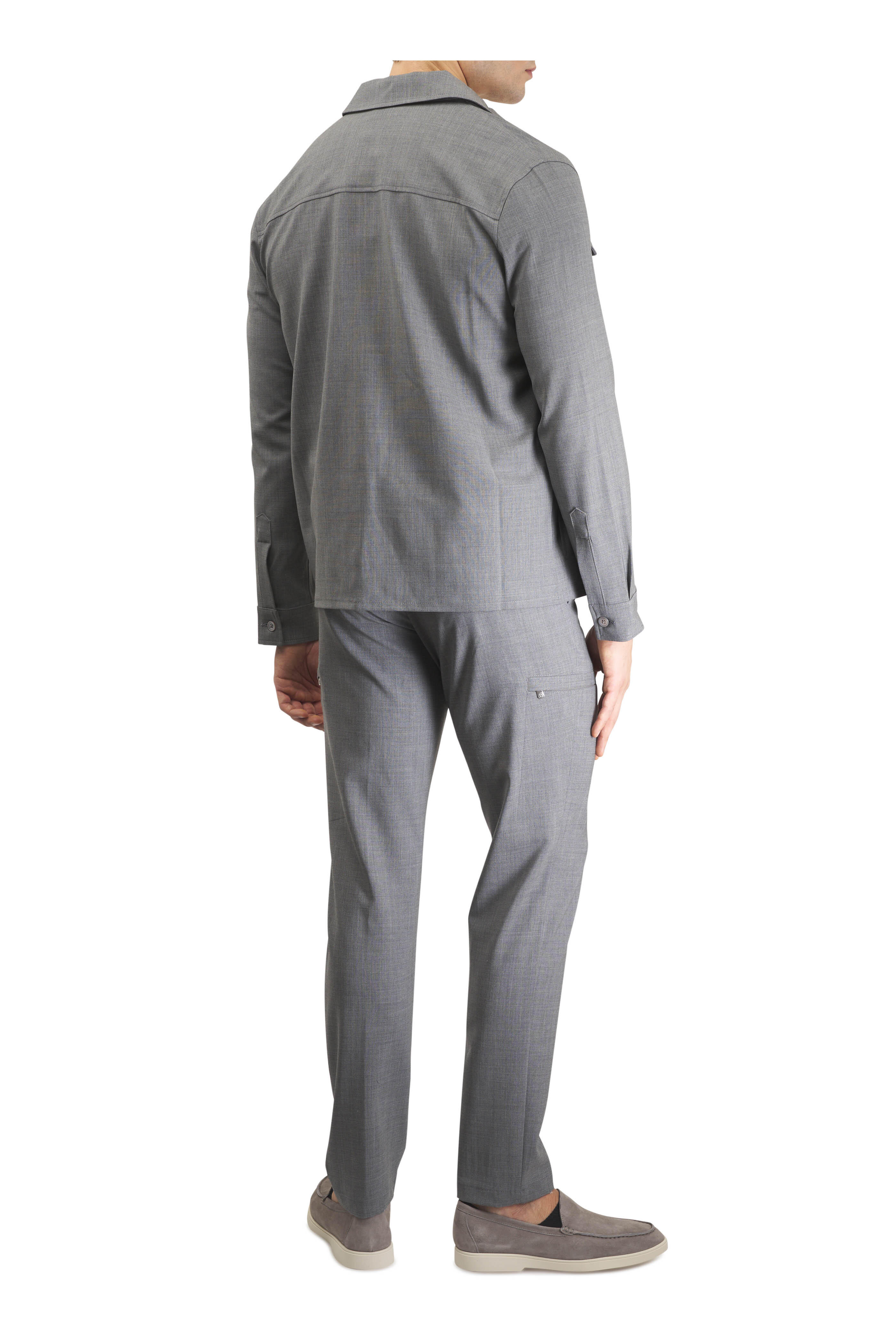 Marco Pescarolo - Medium Gray Stretch Wool Short Zip Jacket