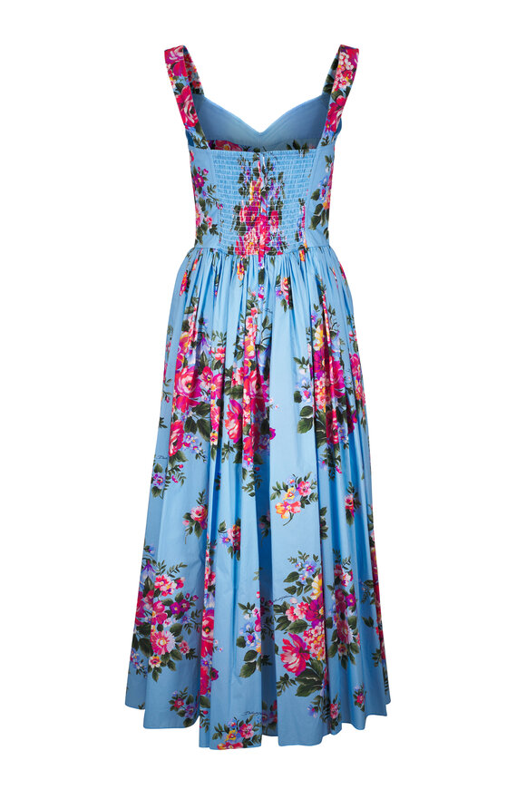 Dolce & Gabbana Light Blue Multi Flower Bouquet Print Dress - view 3