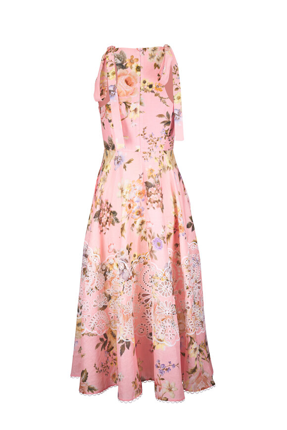 Zimmermann - Acacia Broderie Pink Floral Midi Dress